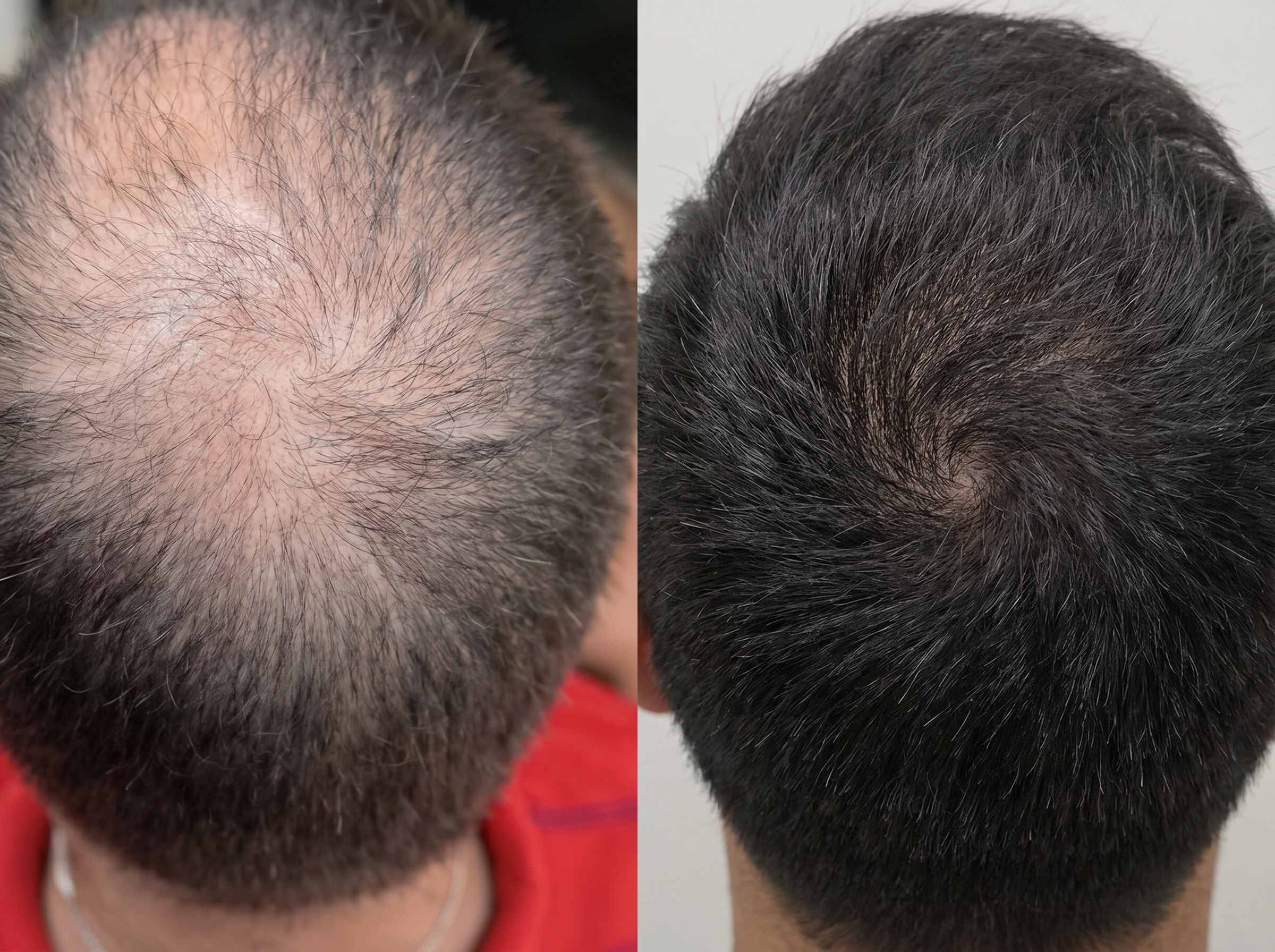 Real patient before and after hair restoration comparison